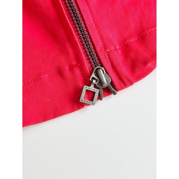 SARAH PACINI Red Stretch Cotton Twill Front Zipper Sheath Dress, Size 3/L - Picture 9 of 13